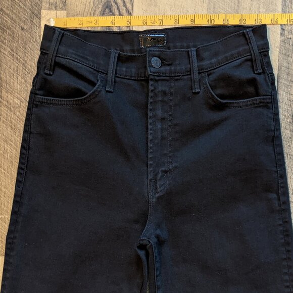 Mother The Hustler Roller Heel Jeans Black Flare High-Rise - Picture 6 of 6